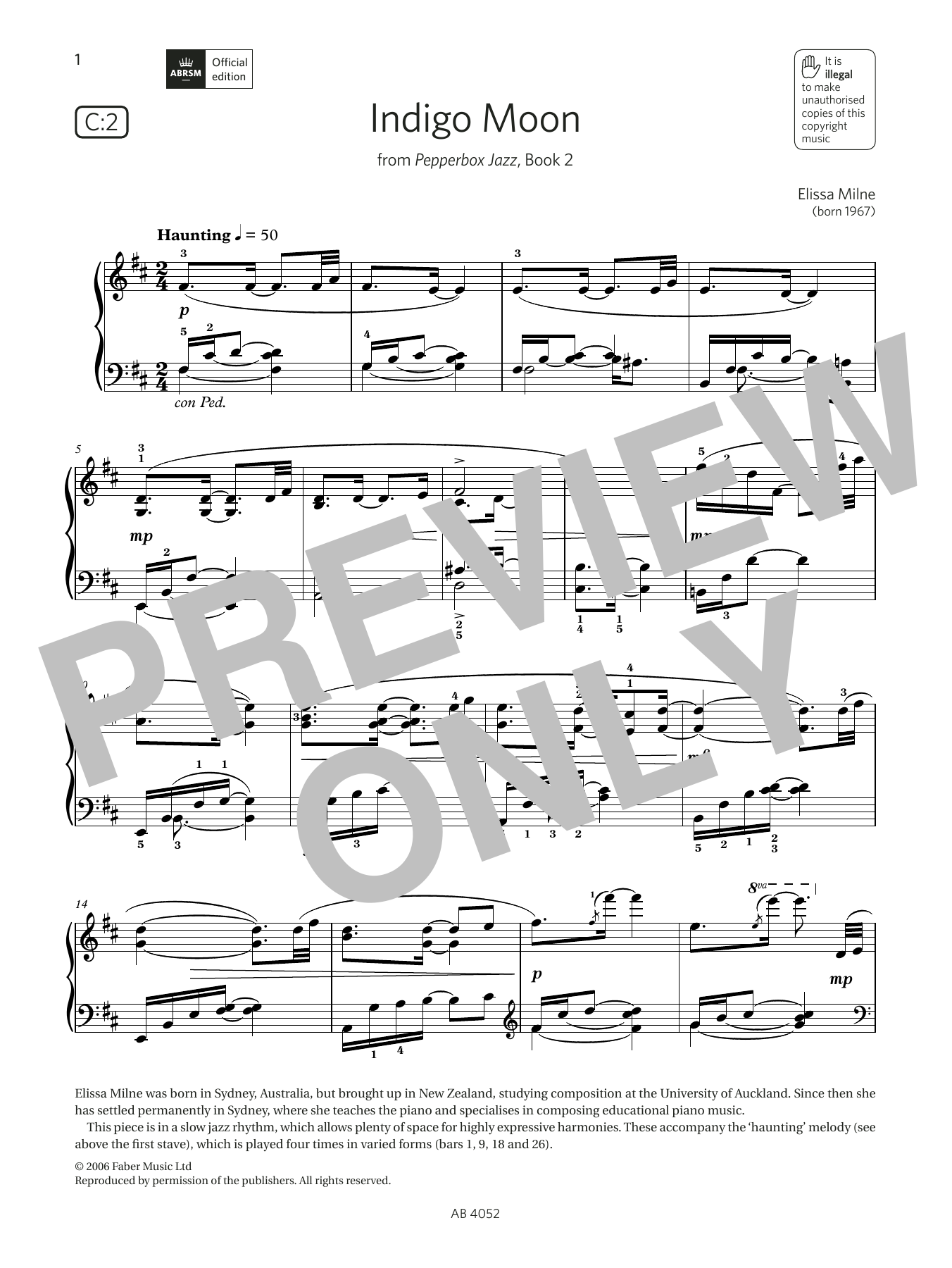 Produktbild zu: Indigo Moon (Grade 6, list C2, from the ABRSM Piano Syllabus 2023 & 2024)