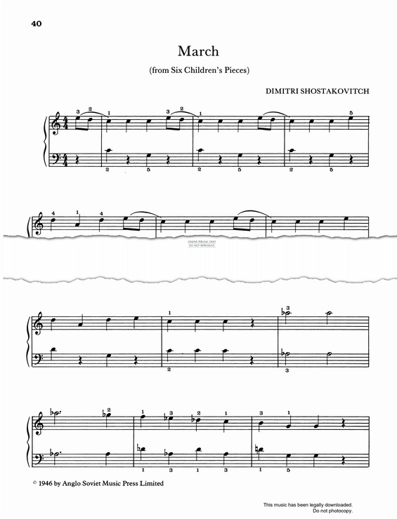 Produktgalerie: Seite 1 von 1 March from 'Six Children’s Pieces, No. 6', Dmitri Shostakovich, Klavier