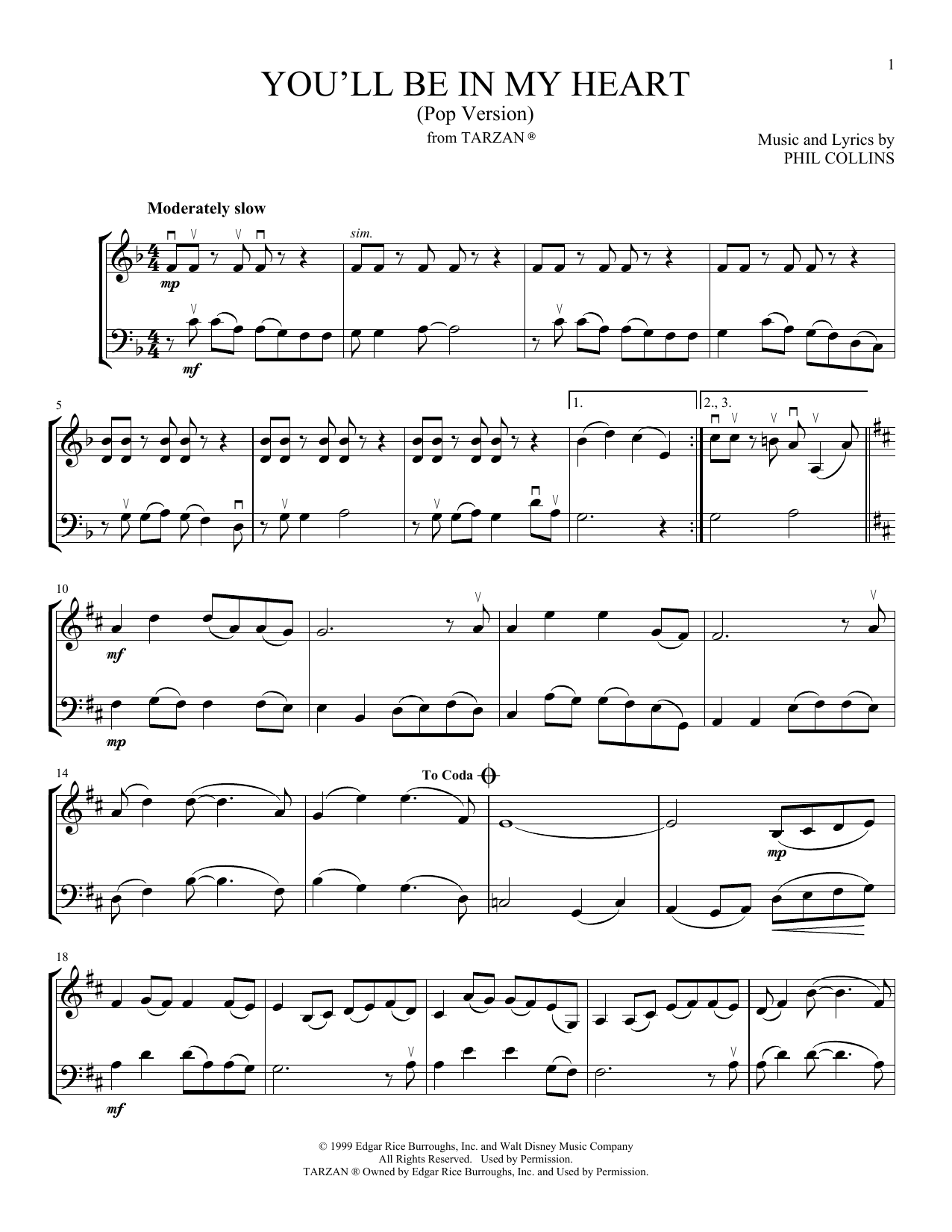 Produktgalerie: Seite 1 von 1 You'll Be In My Heart (Pop Version) (from Tarzan) (arr. Michelle Hynson), Phil Collins