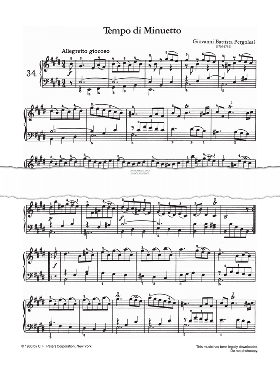 Produktgalerie: Seite 1 von 1 Tempo di Minuetto, Giovanni Battista Pergolesi, Klavier