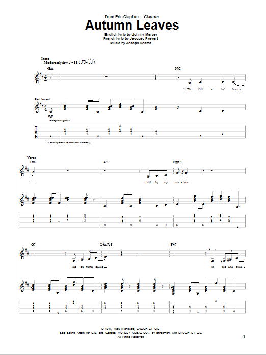 Product gallery: Page 1 of 1 Autumn Leaves, Eric Clapton