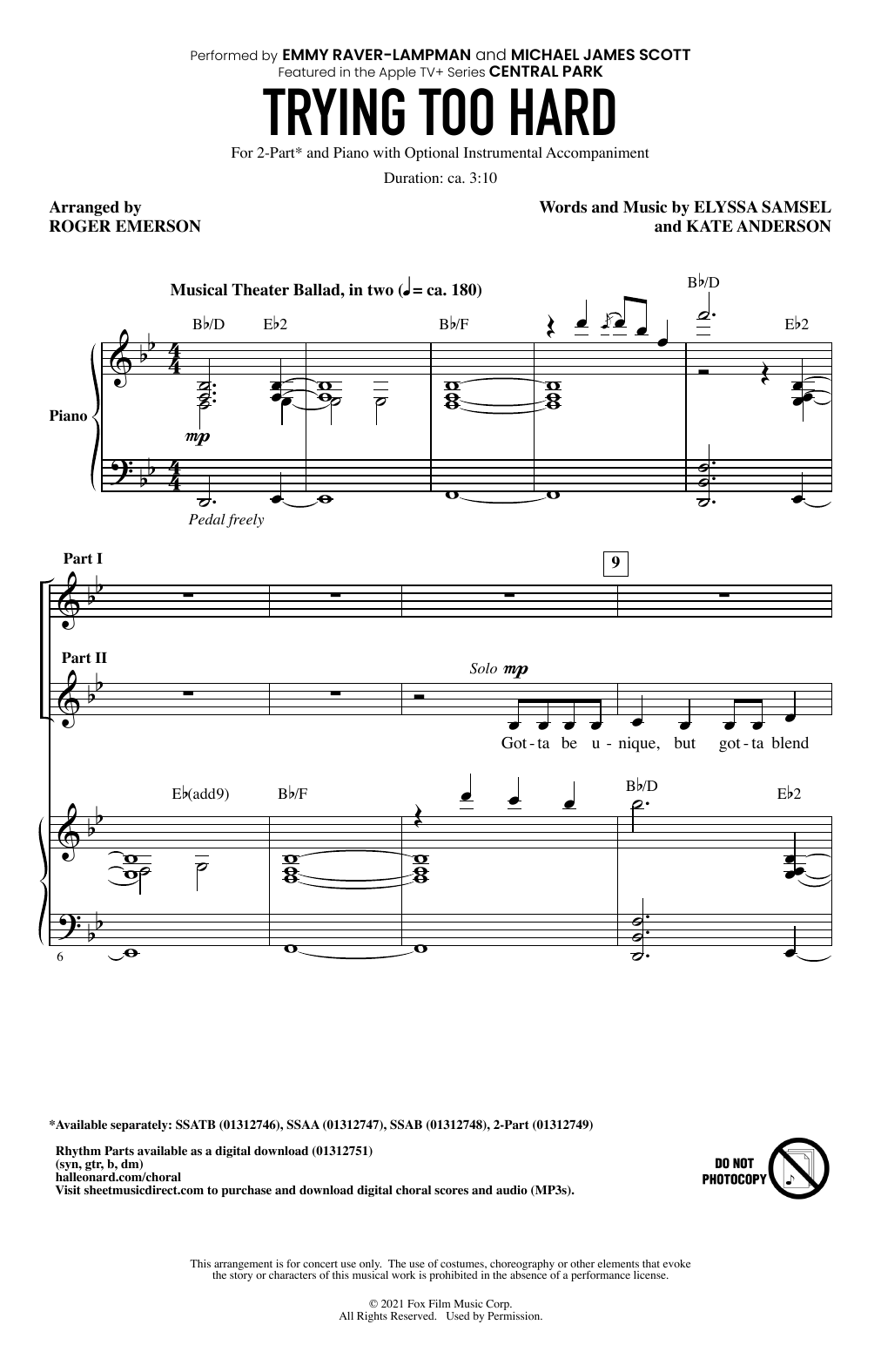 Produktbild zu: Trying Too Hard (from Central Park) (arr. Roger Emerson)