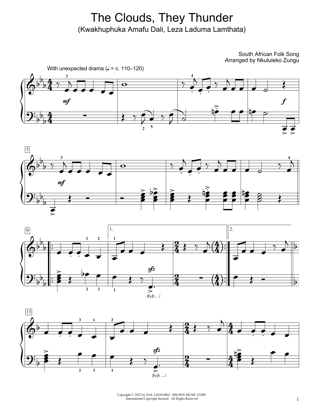 Produktbild zu: The Clouds, They Thunder (Kwakhuphuka Amafu Dali, Leza Laduma Lamthata) (arr. Nkululeko Zungu)