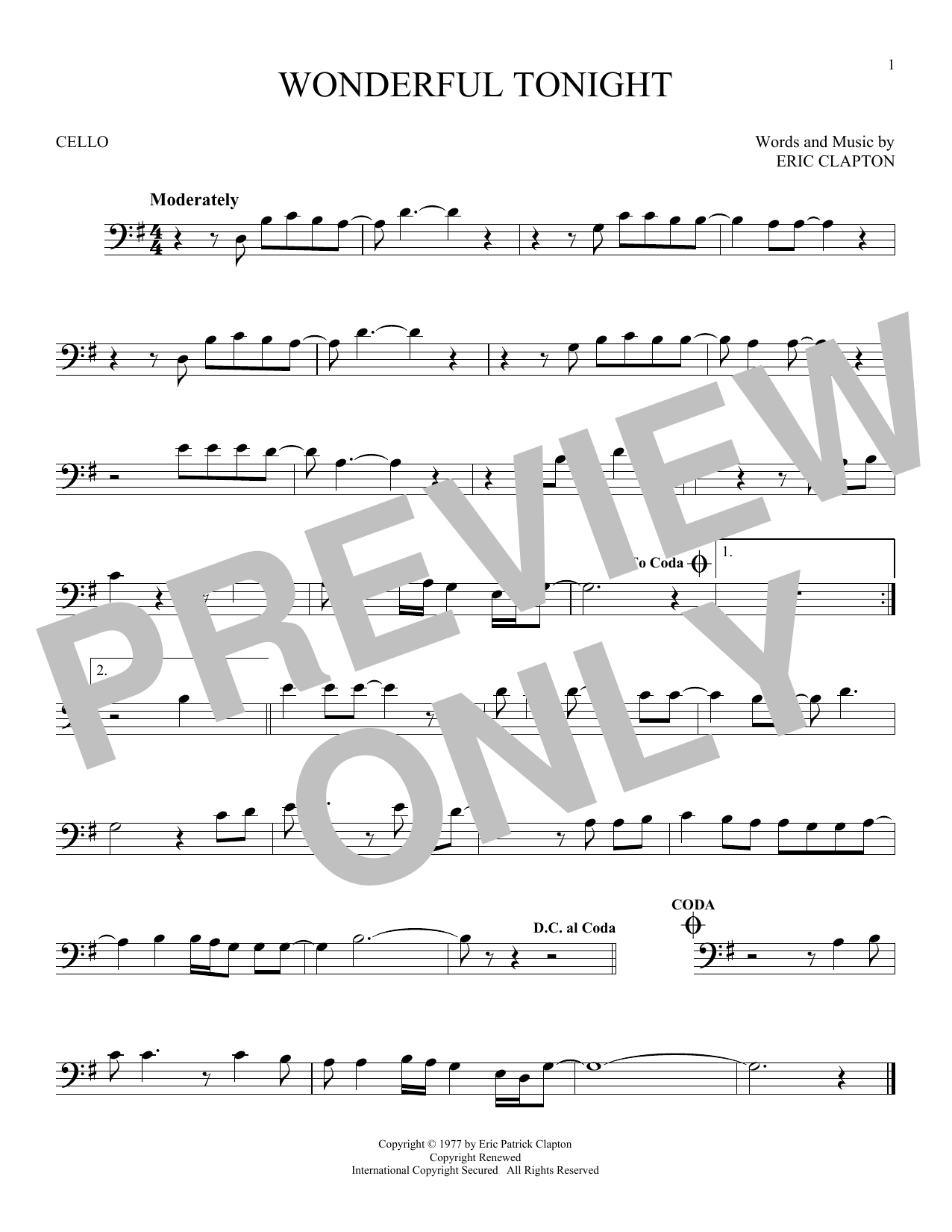 Produktgalerie: Seite 1 von 1 Wonderful Tonight, Eric Clapton, Violoncello