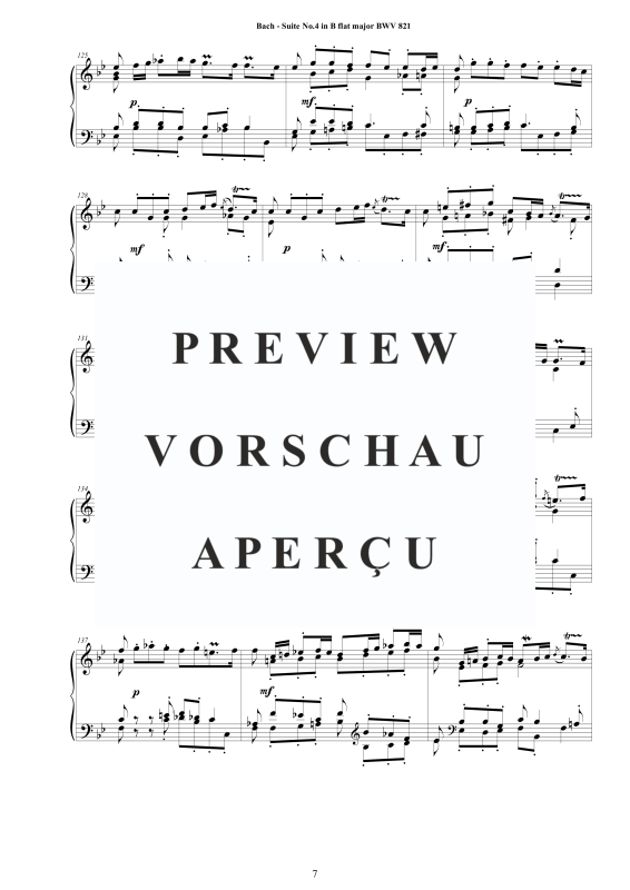 Produktgalerie: Seite 8 von 9 Piano Suite No.4 in B-Dur BWV 821 - Complete Piano Version, , Klavier Solo