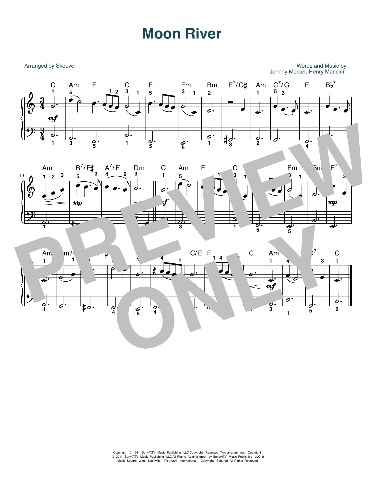 Product picture to: Moon River (arr. Skoove)