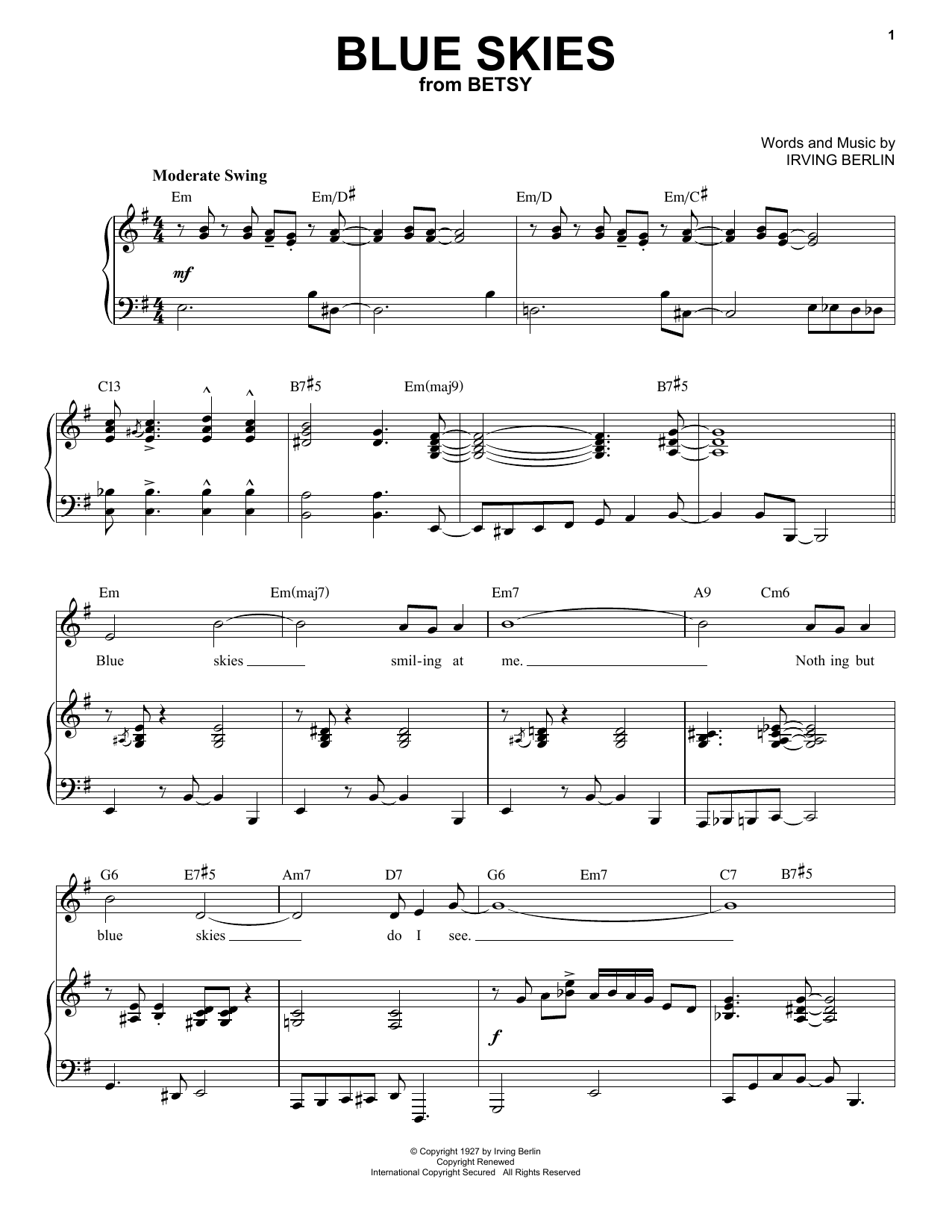 Produktbild zu: Blue Skies [Jazz version] (arr. Brent Edstrom)