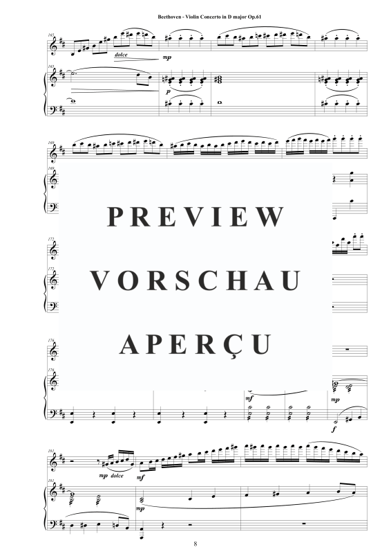 Produktgalerie: Seite 9 von 11 Violin Concerto in D major Op.61 for Violin and Piano - Score and Part, , Violine und Klavier