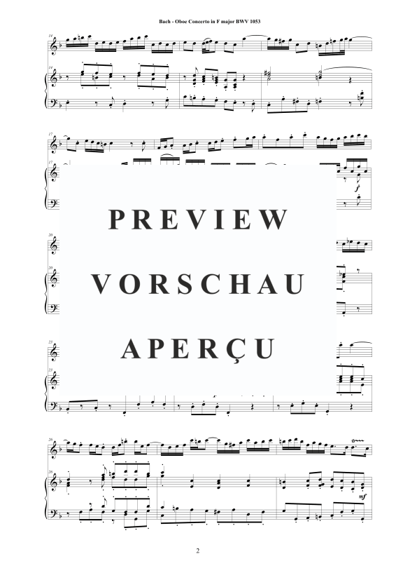 Produktgalerie: Seite 3 von 11 Oboen Konzert in F-Dur BWV 1053, , Oboe und Klavier