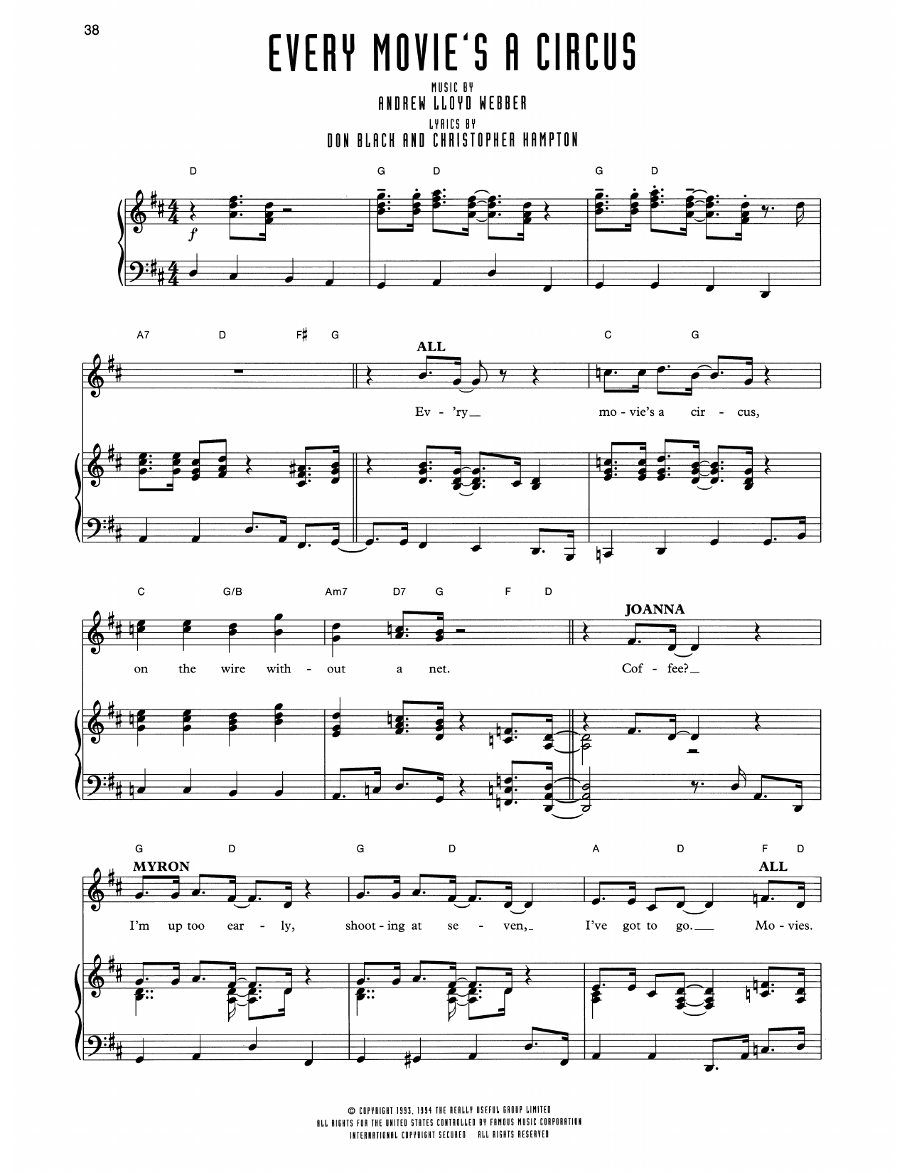 Produktgalerie: Seite 1 von 1 Every Movie's A Circus (from Sunset Boulevard), Andrew Lloyd Webber, Gesang, Klavier