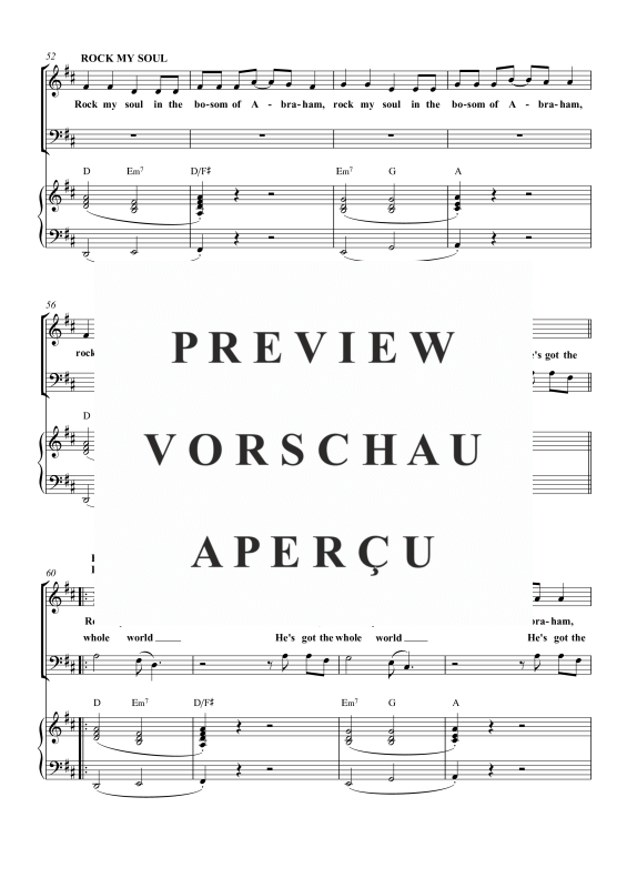 Produktgalerie: Seite 11 von 11 Gospel Medley (Gospeltrain, He´s Got the Whole World, Joshua Fit the Battle, Rock My Soul, Amen), , Gemischter Chor SAB und Klavier