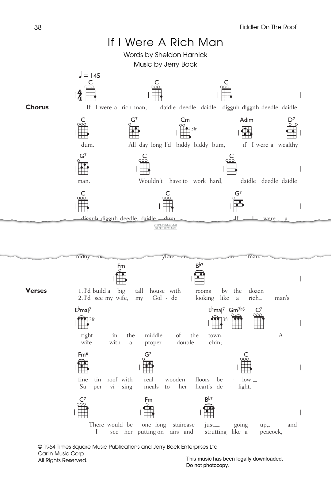 Product gallery: Page 1 of 1 If I Were A Rich Man (from 'Fiddler On The Roof'), Jerry Bock