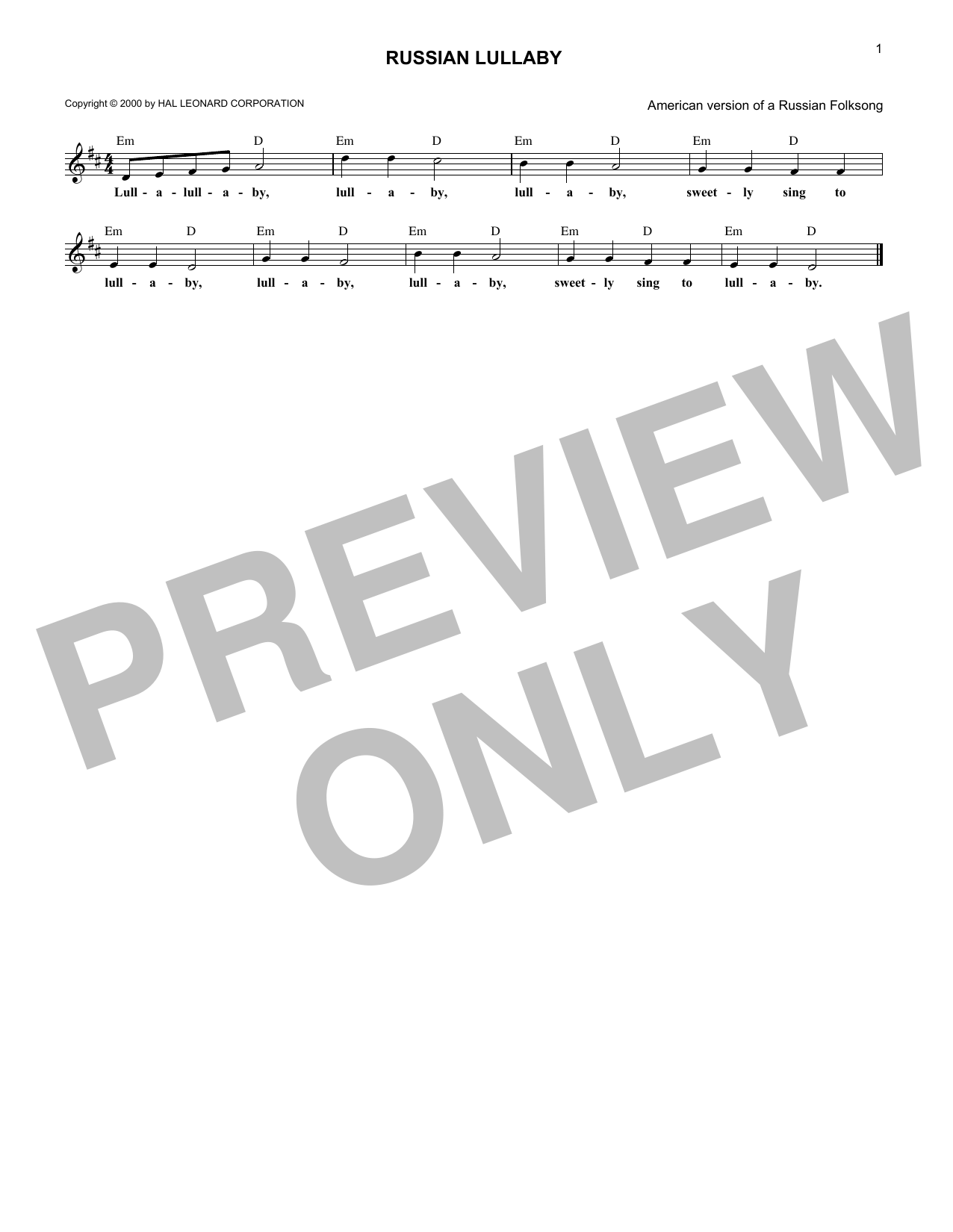 Produktbild zu: Russian Lullaby