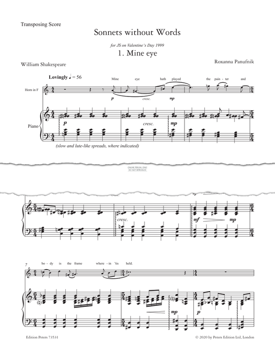 Produktgalerie: Seite 1 von 1 Sonnets without Words (Score & Parts), Roxanna Panufnik, Horn, Klavier