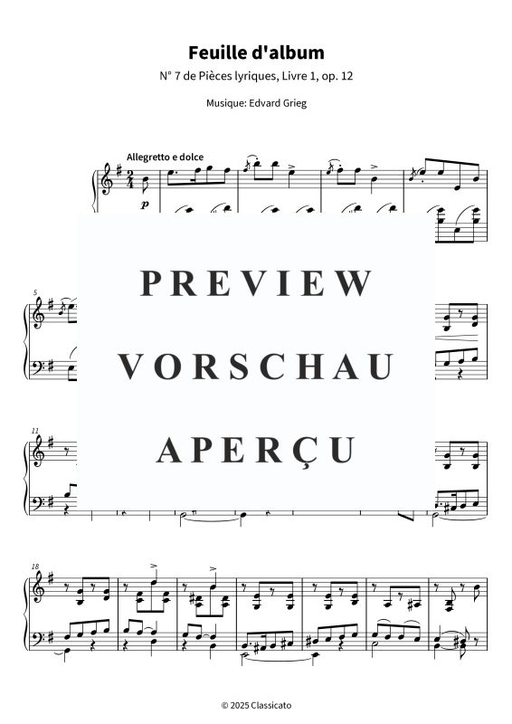 Product gallery: Page 5 of 6 Feuille d'album - N° 7 de Pièces lyriques, Livre 1, op. 12, , Piano Solo