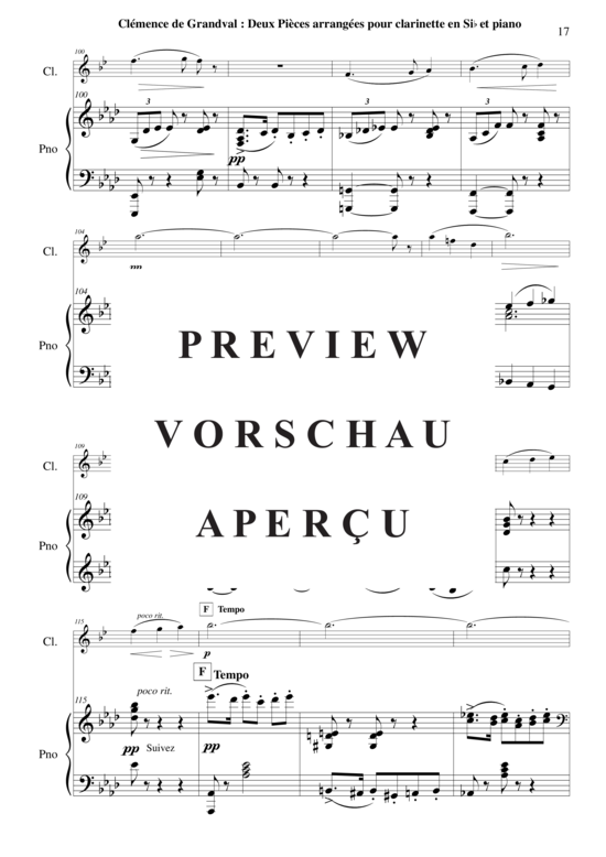 Product gallery: Page 18 of 21 Deux Pièces : Lamento et Scherzetto , , (clarinet in Bb + piano)