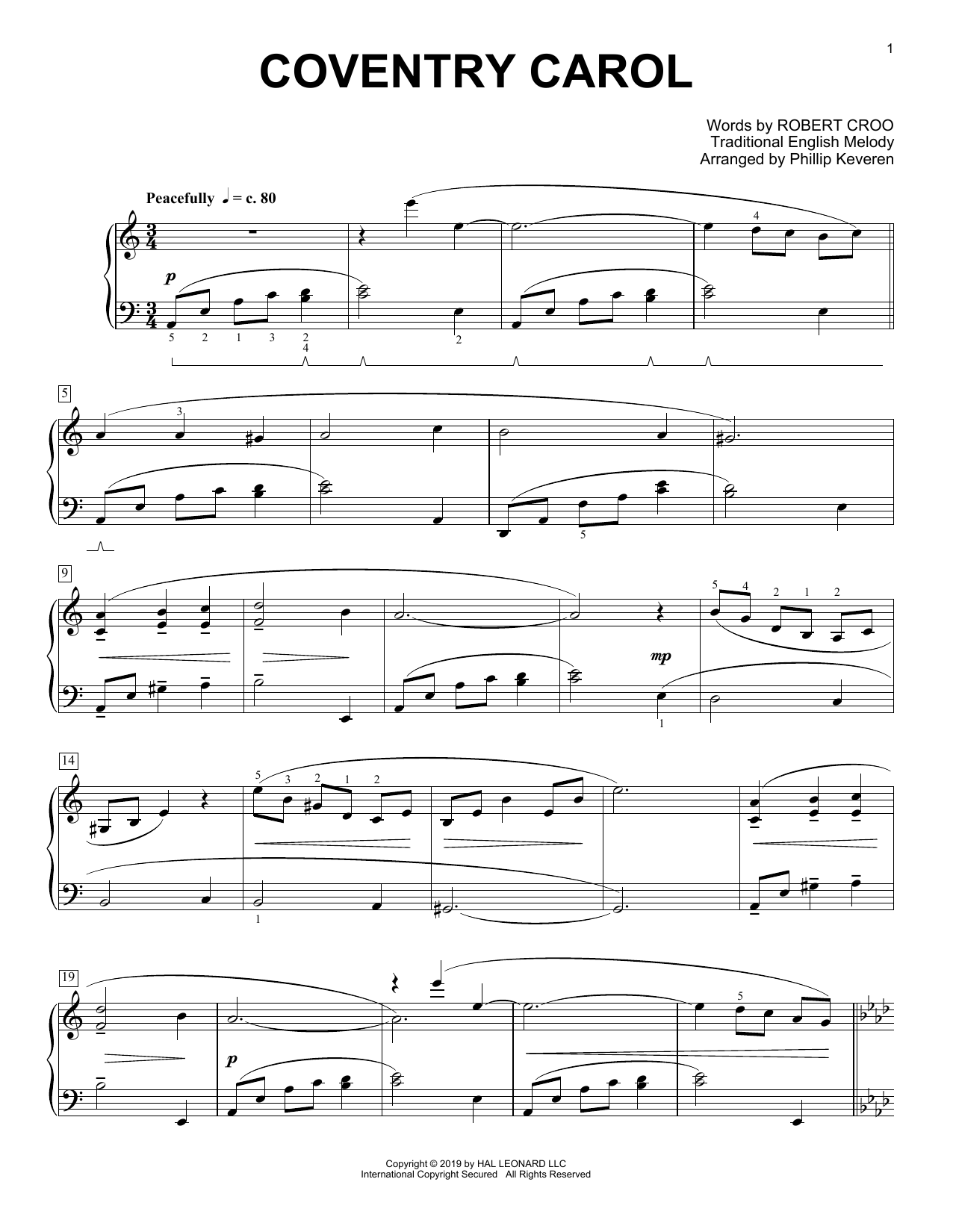 Produktbild zu: Coventry Carol [Classical version] (arr. Phillip Keveren)