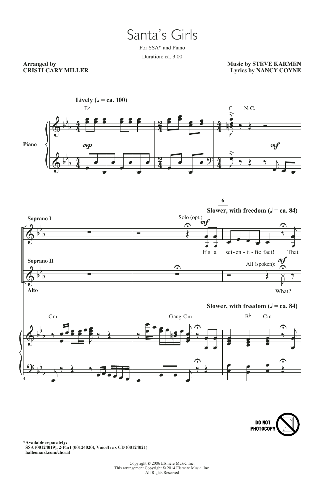Produktgalerie: Seite 1 von 1 Santa's Girls (arr. Cristi Cary Miller), Steve Karmen, Chor