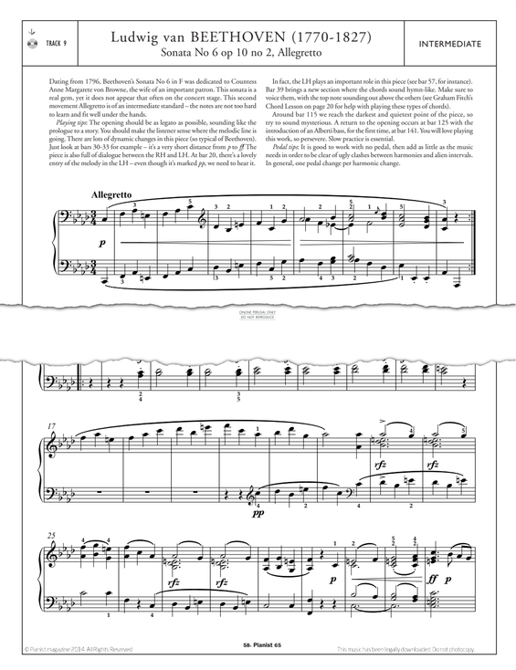 Produktgalerie: Seite 1 von 1 Allegretto from Sonata No.6 Op.10 No.2, Ludwig van Beethoven, Klavier