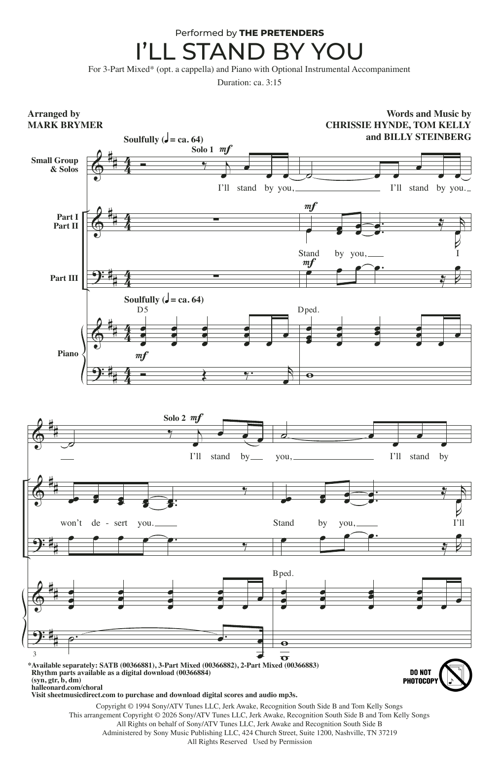 Produktgalerie: Seite 1 von 1 I'll Stand By You (arr. Mark Brymer), The Pretenders, Chor