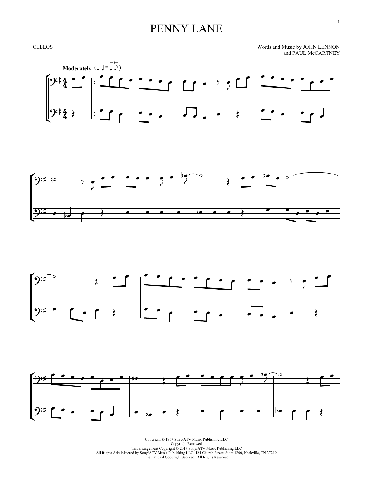 Produktgalerie: Seite 1 von 1 Penny Lane, The Beatles, Violoncello