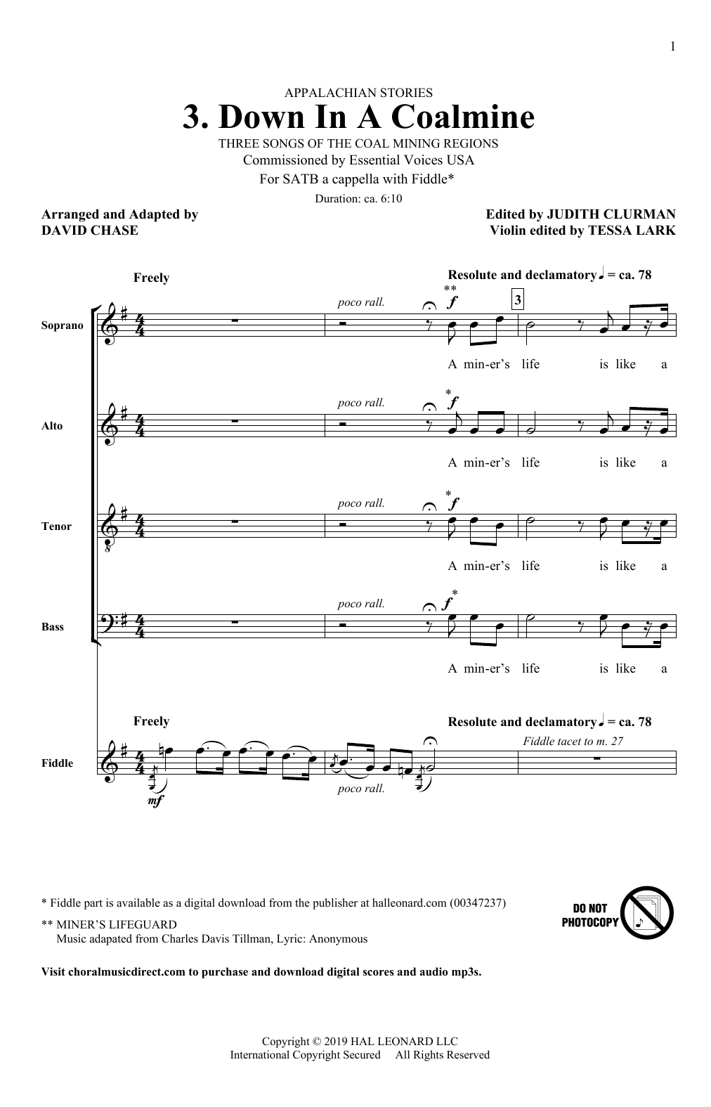 Produktbild zu: Down In A Coalmine (No. 3 from Appalachian Stories)