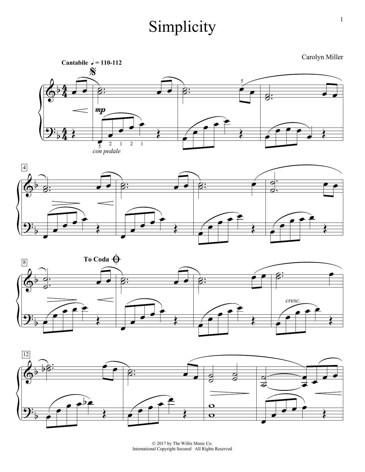 Produktgalerie: Seite 1 von 1 Simplicity, Carolyn Miller, Klavier