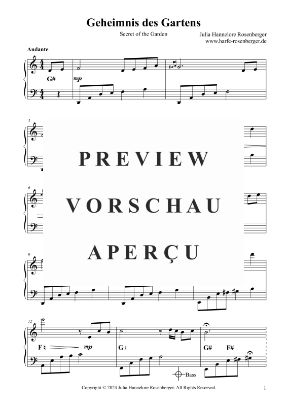 gallery: Geheimnis des Gartens, , (Solo for folk or concert harp / piano)
