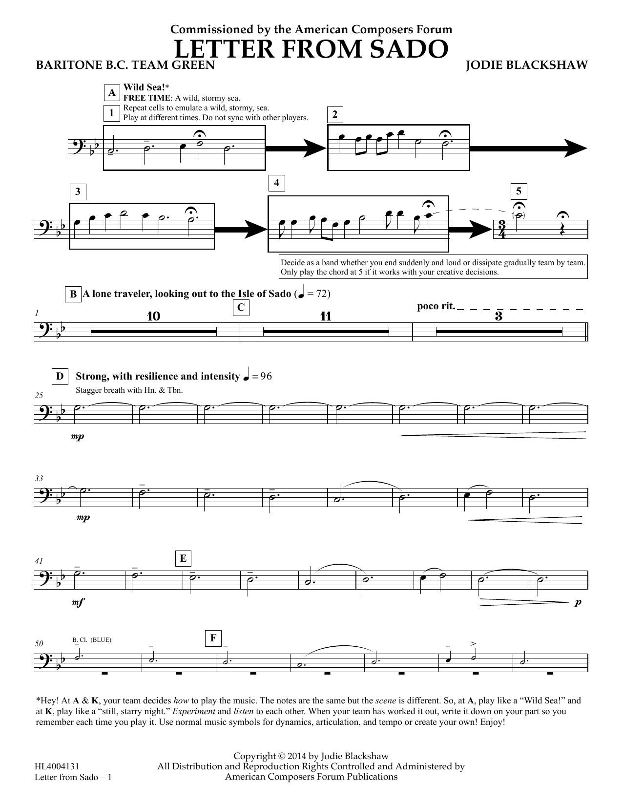 Product picture to: Letter from Sado - Baritone B.C. Team Green