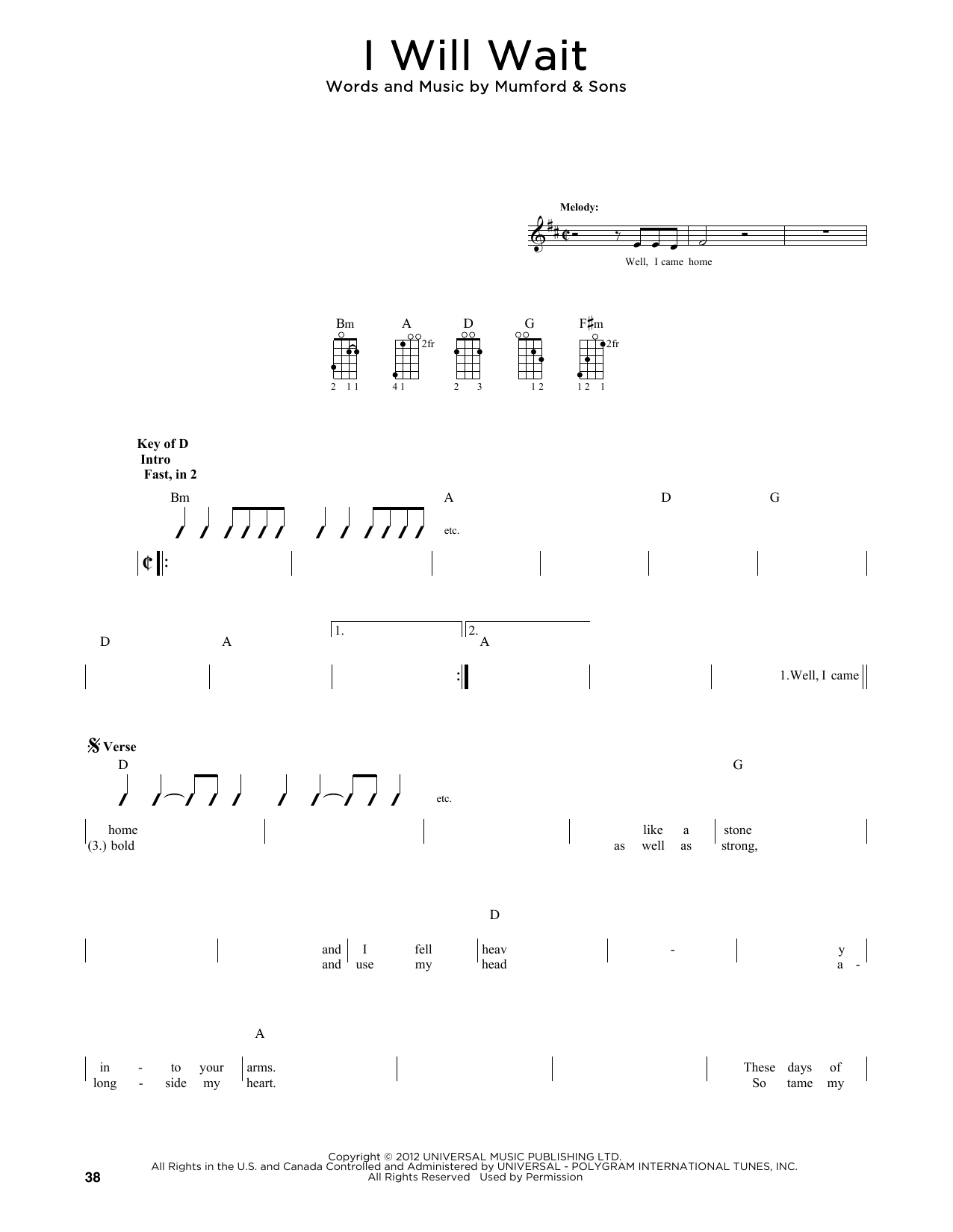 Produktgalerie: Seite 1 von 1 I Will Wait (arr. Fred Sokolow), Mumford & Sons