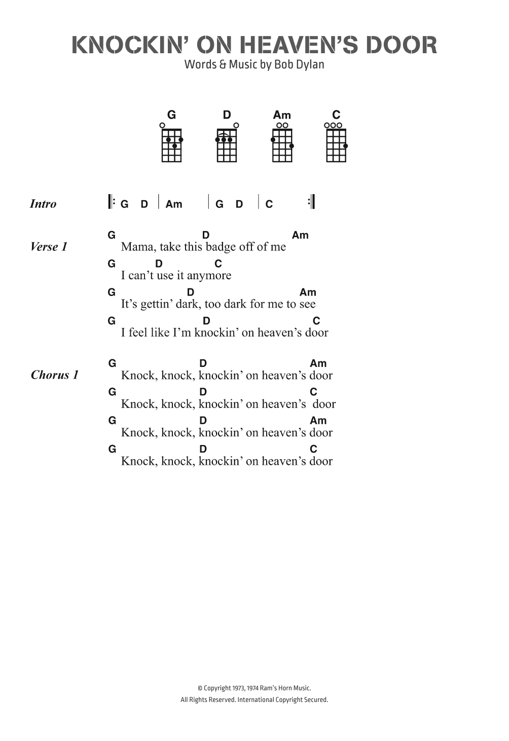 Produktgalerie: Seite 1 von 1 Knockin' On Heaven's Door, Bob Dylan, Gesang, Gitarre, Klavier