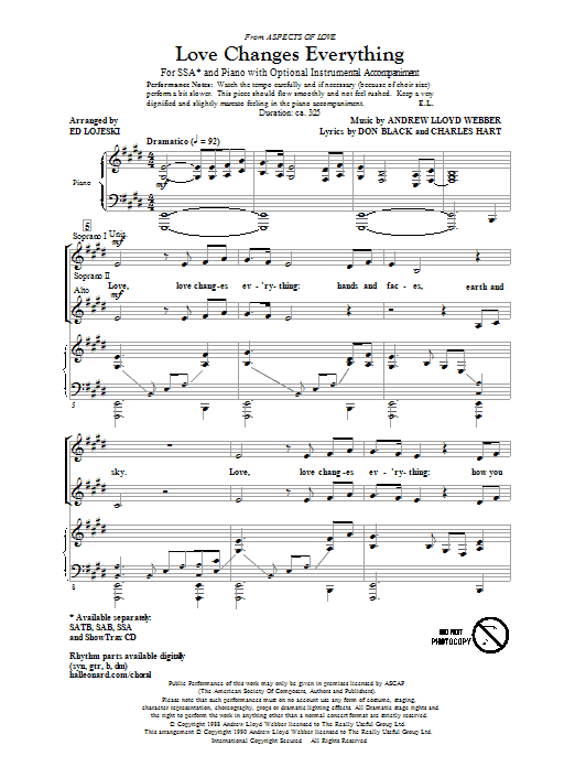 Produktgalerie: Seite 1 von 1 Love Changes Everything (from Aspects Of Love) (arr. Ed Lojeski), Andrew Lloyd Webber, Chor