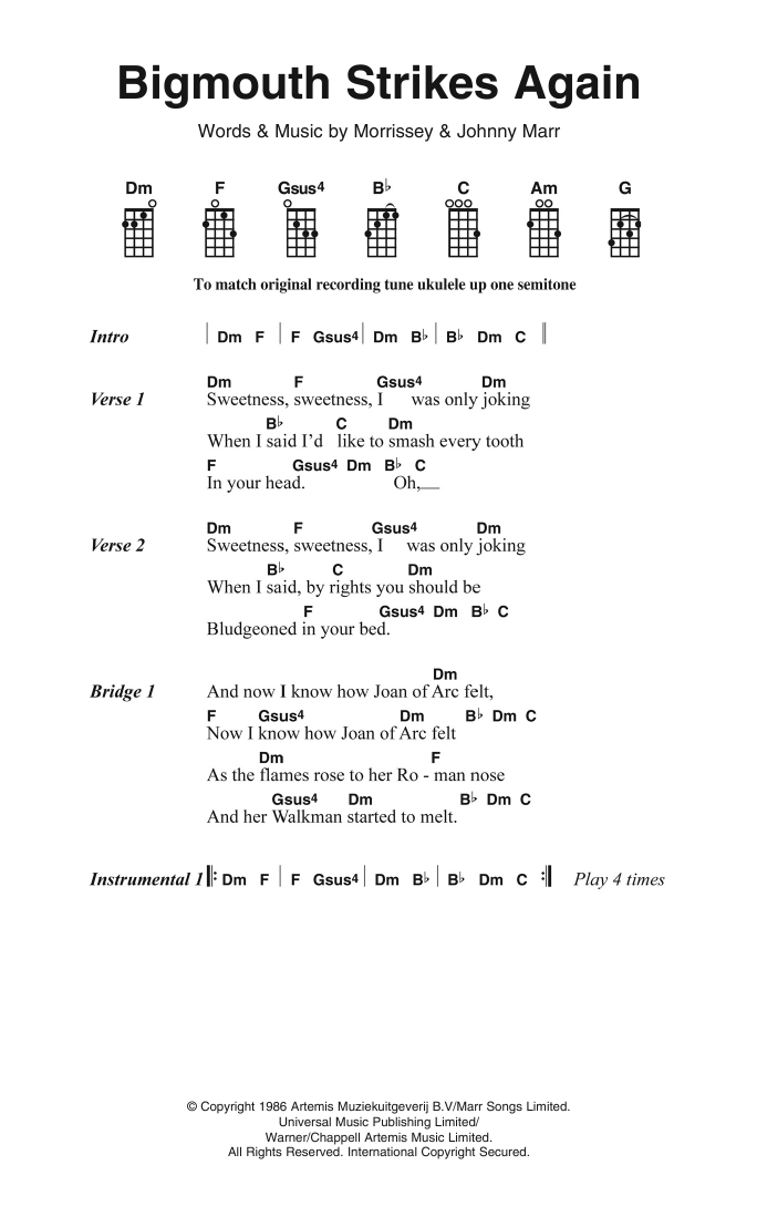 Produktgalerie: Seite 1 von 1 Bigmouth Strikes Again, The Smiths, Gesang, Gitarre, Klavier