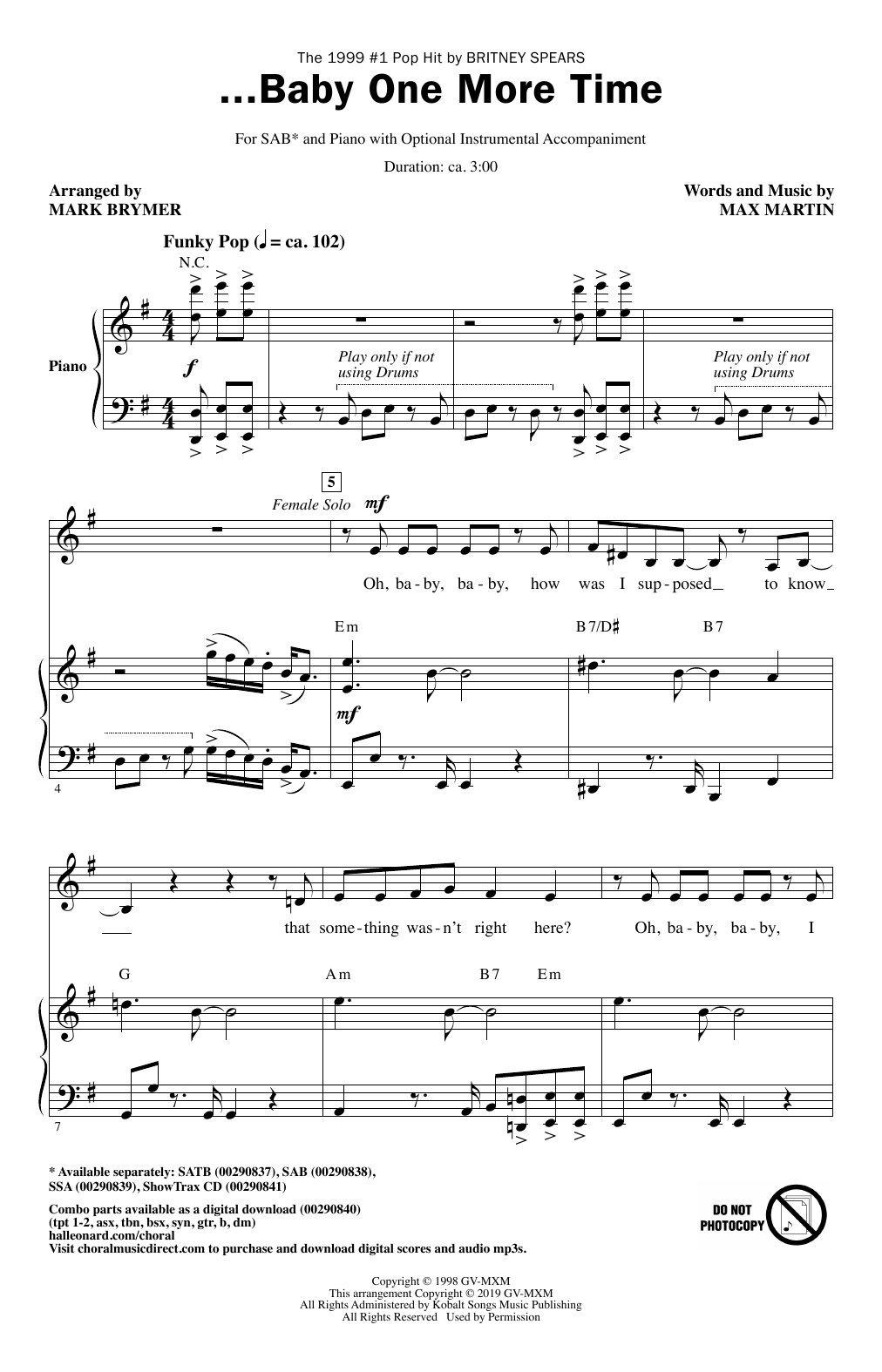 Product picture to: ...Baby One More Time (arr. Mark Brymer)