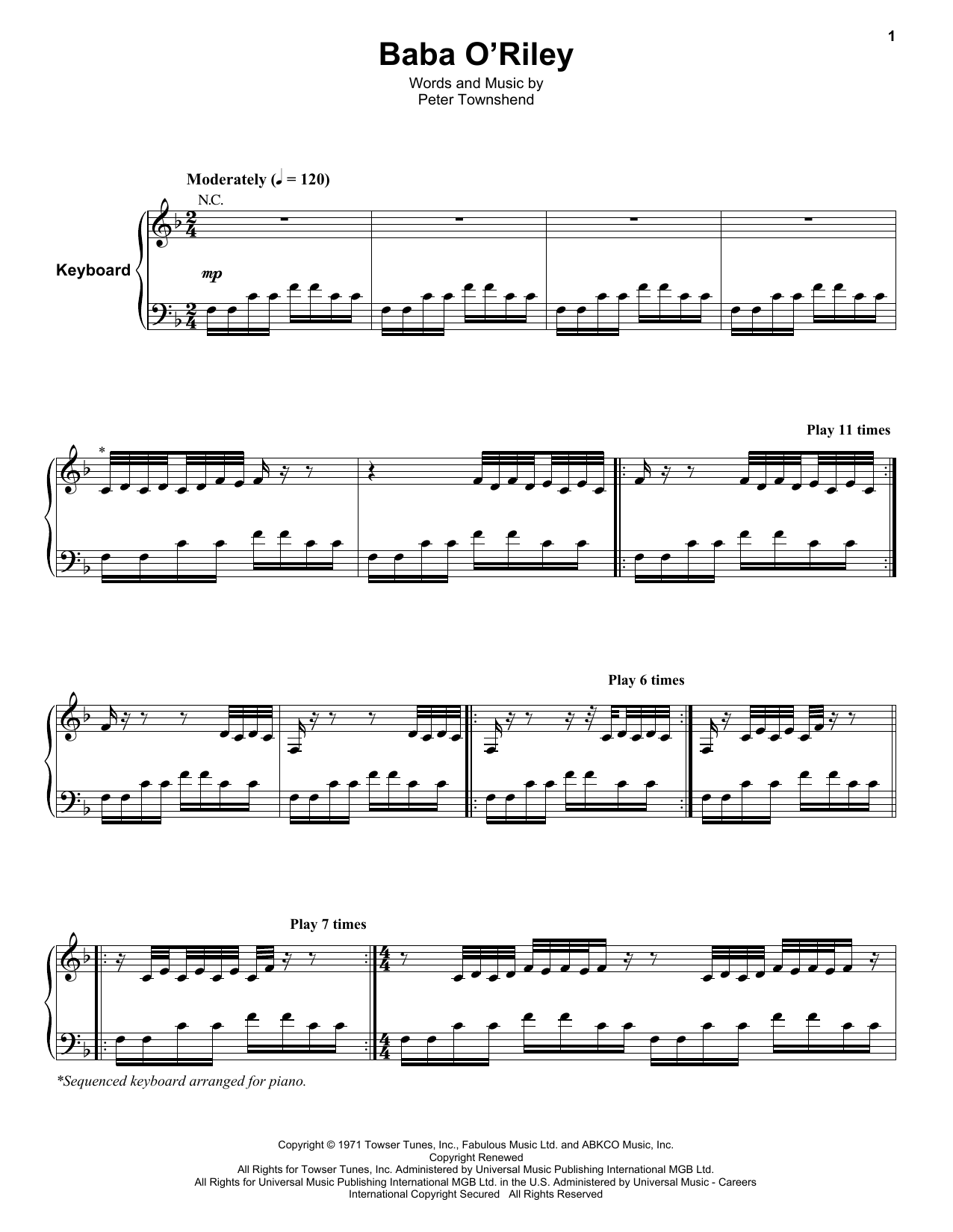 Product gallery: Page 1 of 1 Baba O'Riley, The Who