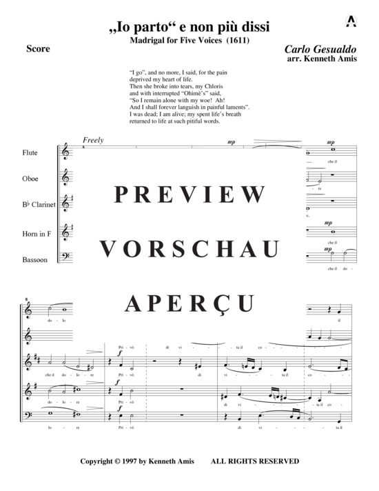 Produktgalerie: Seite 4 von 13 Io parto e non piu dissi , , (Holzbläserquintett)
