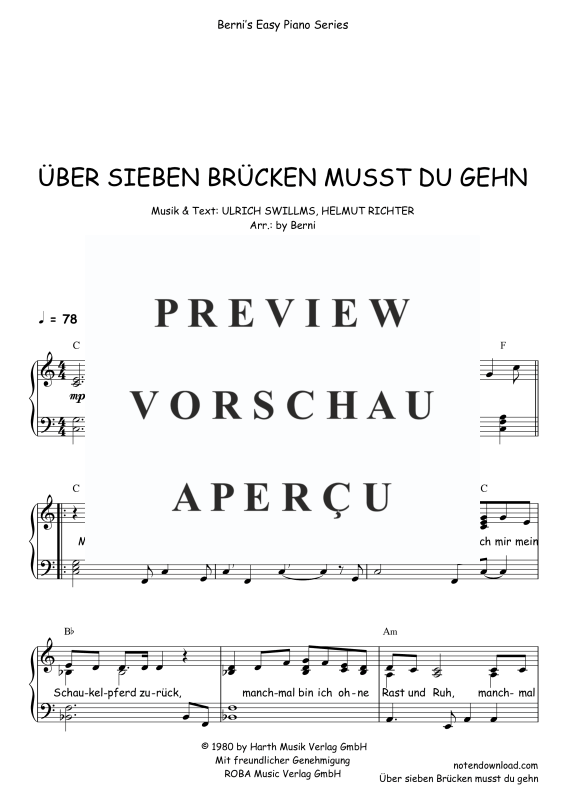 Produktgalerie: Seite 2 von 4 Über sieben Brücken musst du gehn, , Klavier Solo