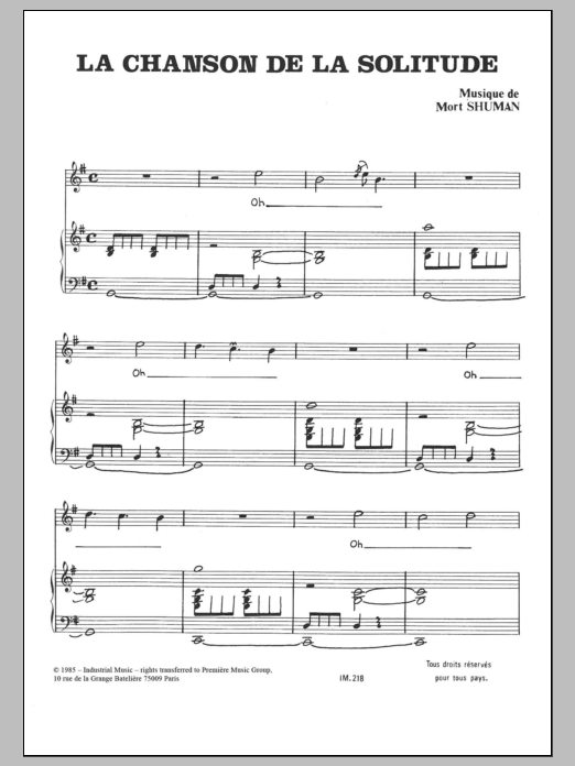 Product gallery: Page 1 of 1 Chanson De La Solitude, Mort Shuman