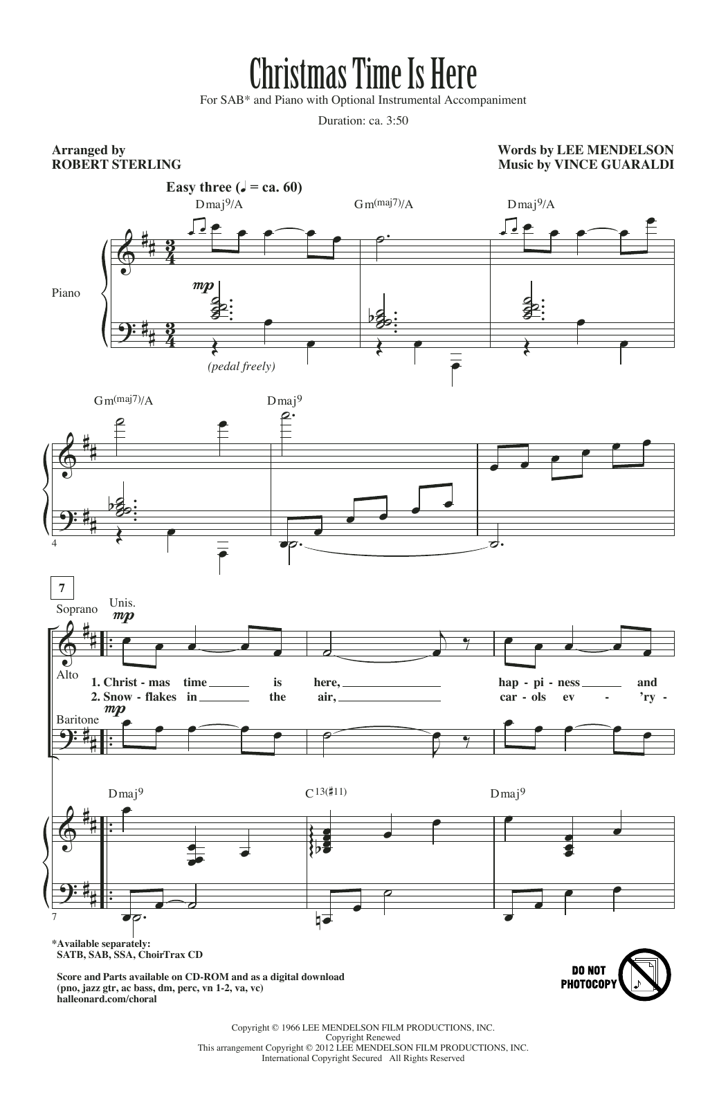 Product picture to: Christmas Time Is Here (arr. Robert Sterling)