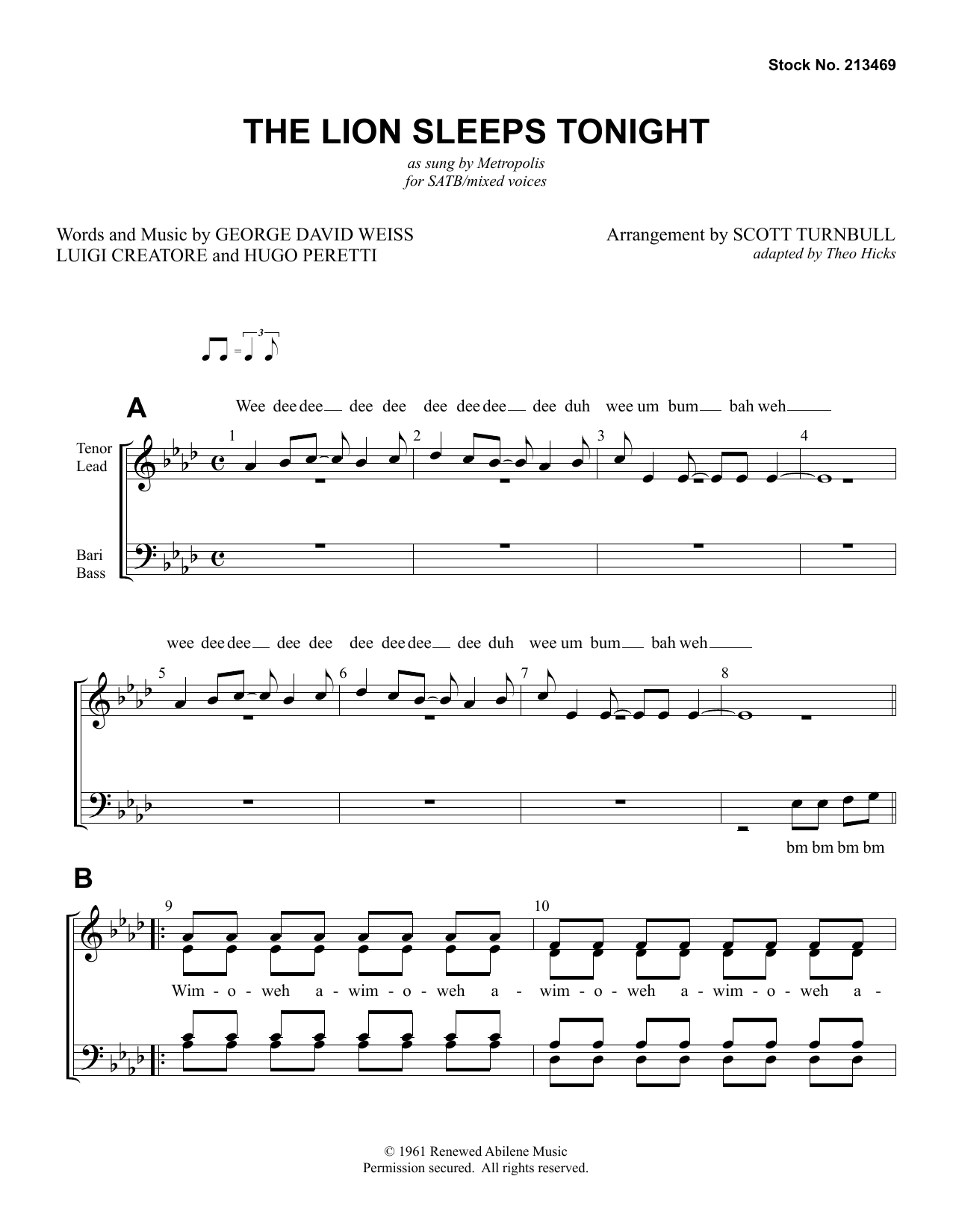 Produktbild zu: The Lion Sleeps Tonight (arr. Scott Turnbull)