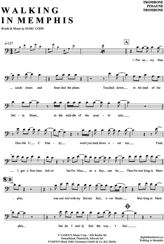 Product gallery: Page 1 of 4 Walking in Memphis , Cohn, Marc, (Posaune / Bariton)