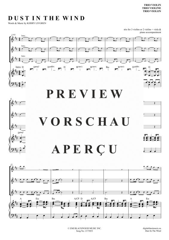 Product gallery: Page 2 of 11 Dust In The Wind, Kansas, (violin trio + piano)