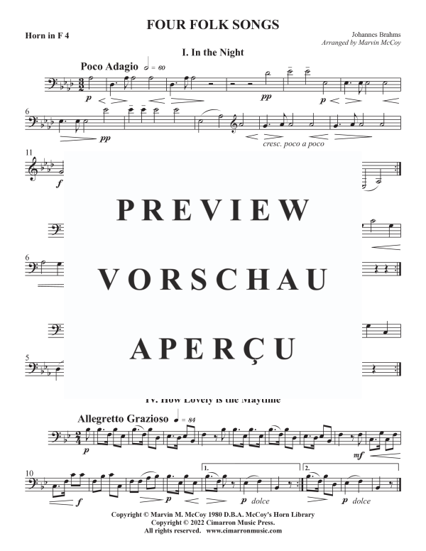 Product gallery: Page 10 of 10 Four Folk Songs, , Horn Quartet