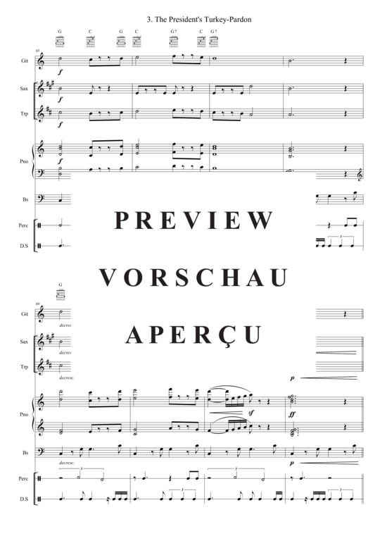 Produktgalerie: Seite 9 von 21 The President´s Turkey-Pardon , , (Combo Band + Trompete in B, Alt Saxophon)
