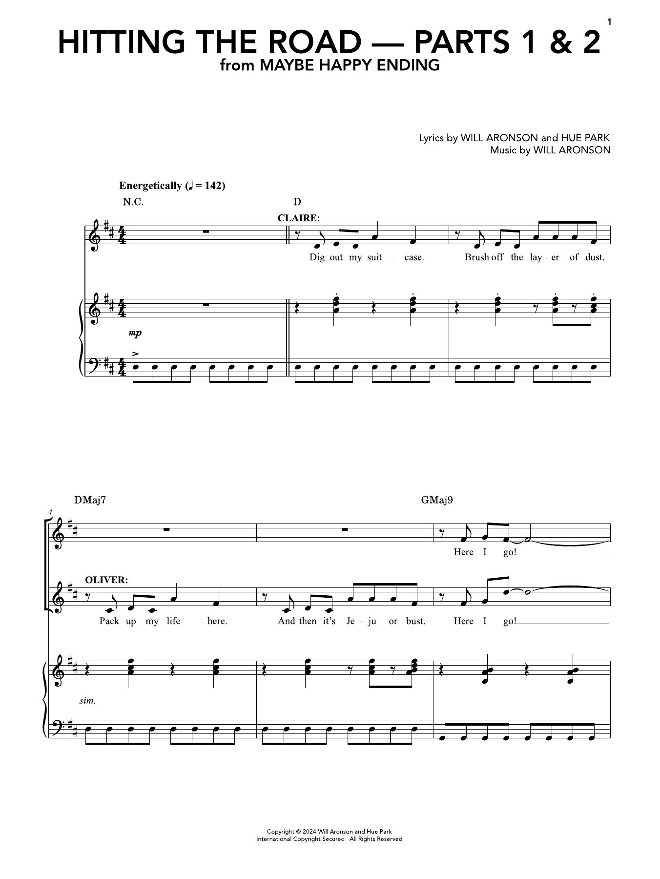 Produktgalerie: Seite 1 von 1 Hitting The Road - Parts 1 & 2 (from Maybe Happy Ending), Hue Park & Will Aronson, Gesang, Klavier