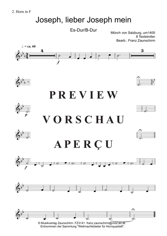 Produktgalerie: Seite 4 von 6 Josef, lieber Josef mein , , (Horn-Quartett)