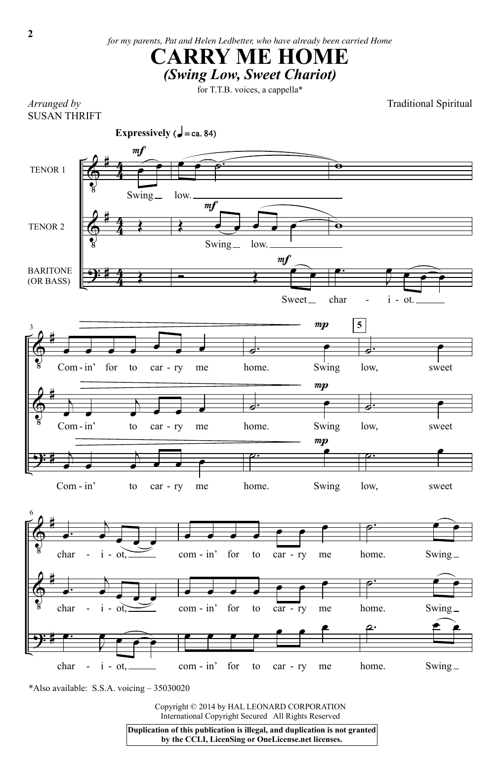 Product picture to: Carry Me Home (Swing Low, Sweet Chariot)