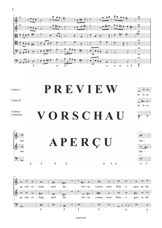 gallery: Jesu meine Freude (aus: Fest-, Buß- und Danklieder), , (5 Vokalstimmen, 2 Violinen, 3 Instrumente und Continuo)