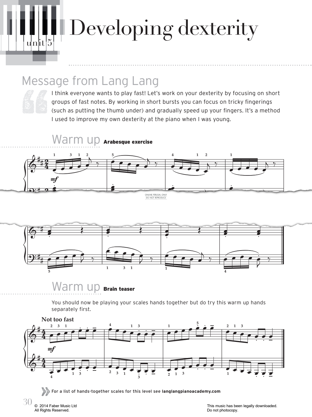 Produktgalerie: Seite 1 von 1 Warm Up – Developing Dexterity, Lang Lang, Klavier
