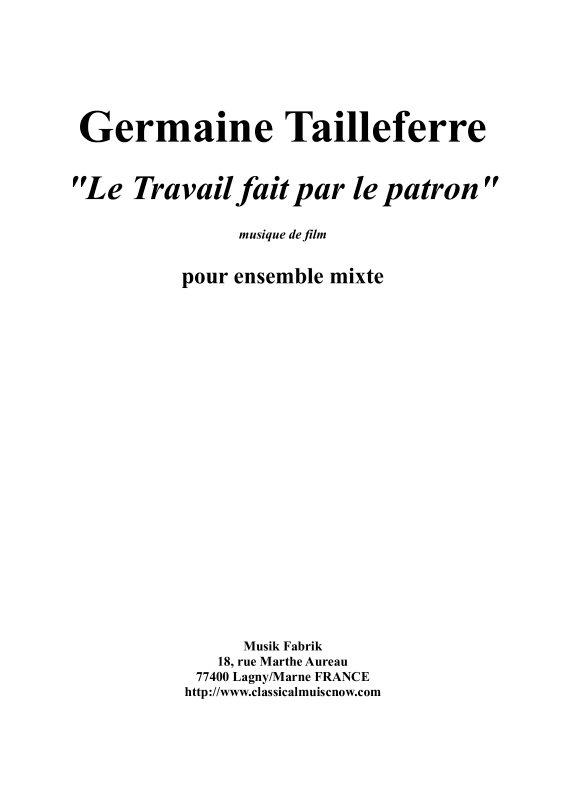 Produktbild zu: Le Travail Fait Par Le PatronGermaine Tailleferre